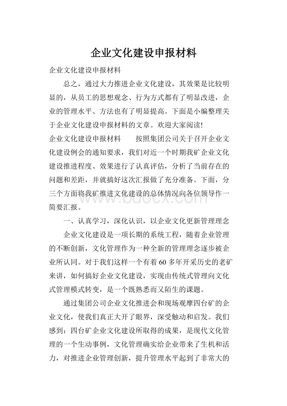 企业文化建设申报材料.docx