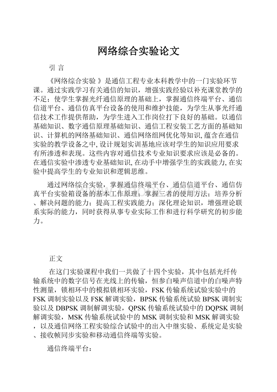 网络综合实验论文.docx