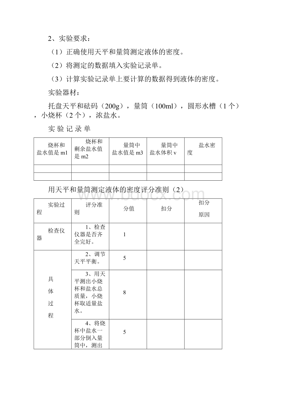 初中物理实验操作考试试题.docx_第3页