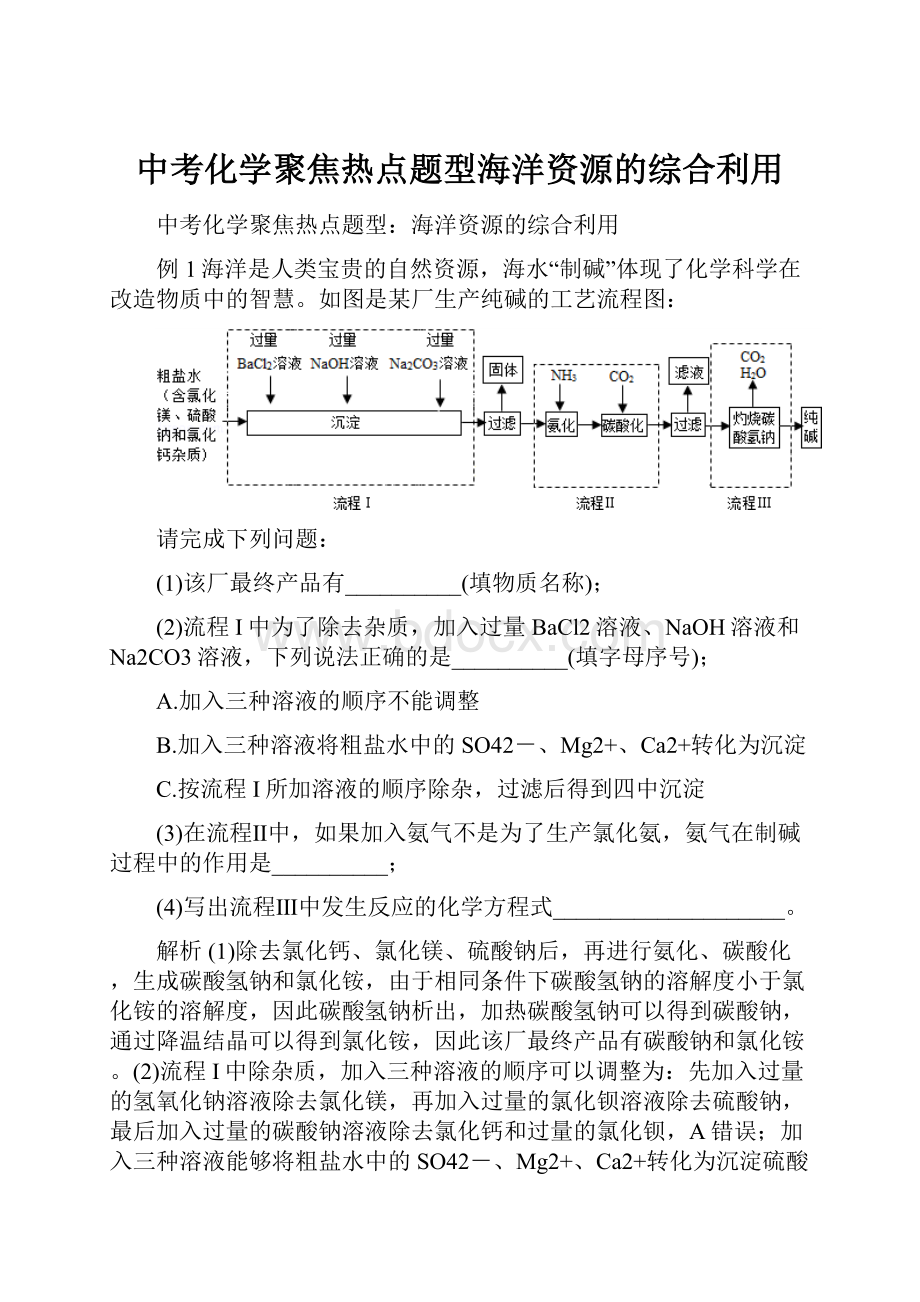 中考化学聚焦热点题型海洋资源的综合利用.docx_第1页