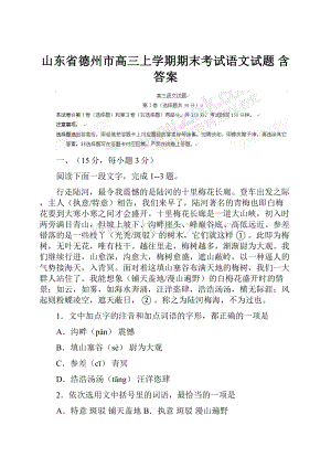 山东省德州市高三上学期期末考试语文试题 含答案.docx