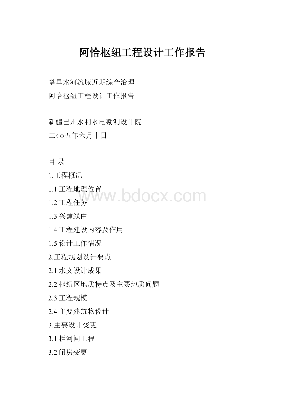 阿恰枢纽工程设计工作报告.docx