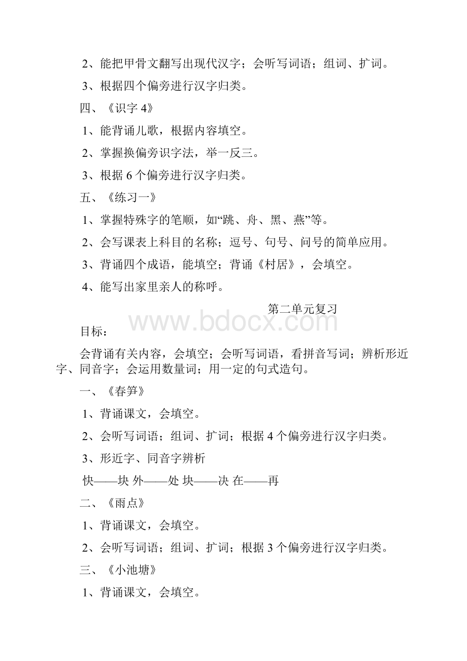 强烈推荐苏教版小学一年级语文下册复习教案 1.docx_第3页