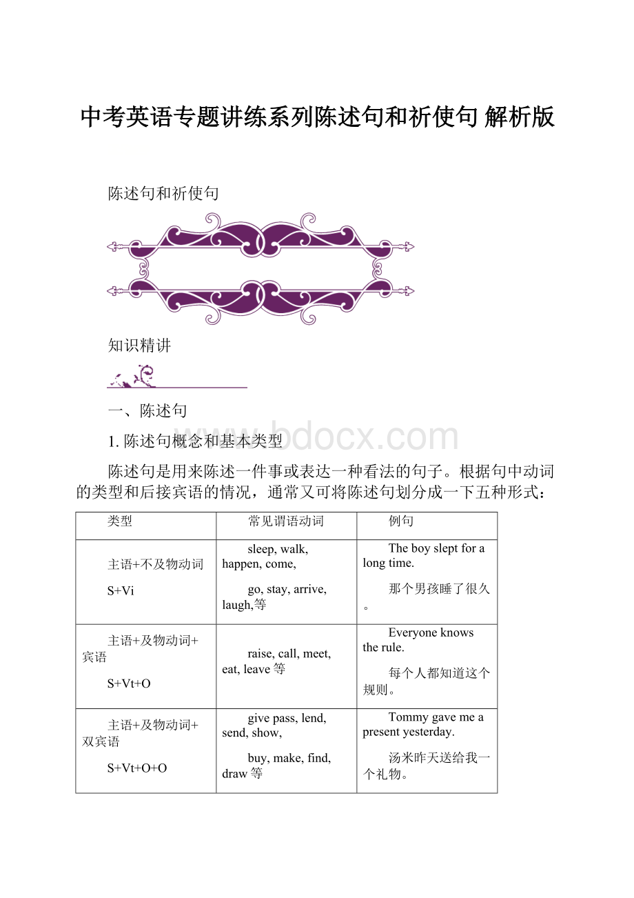 中考英语专题讲练系列陈述句和祈使句 解析版.docx_第1页