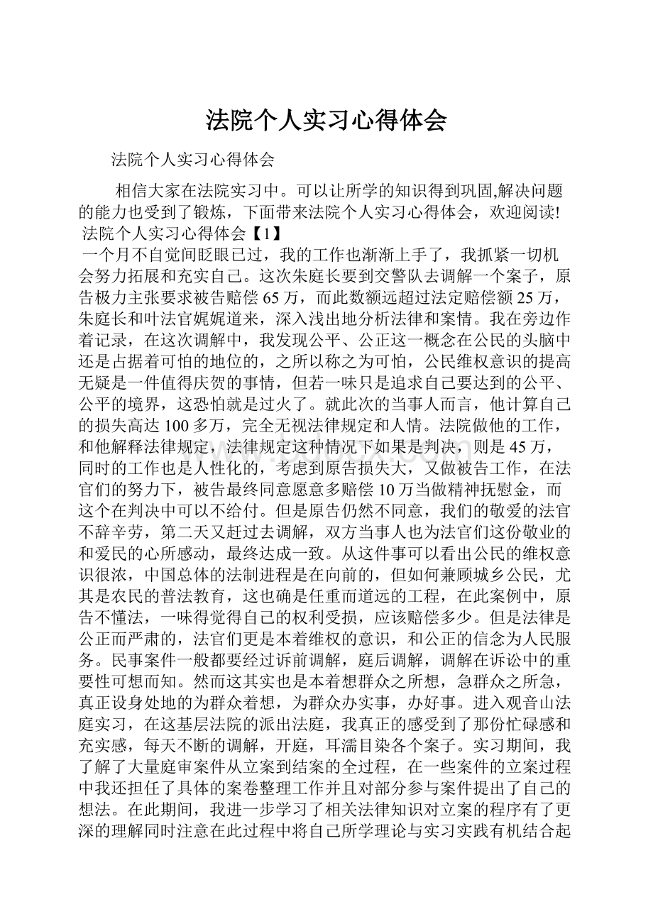 法院个人实习心得体会.docx