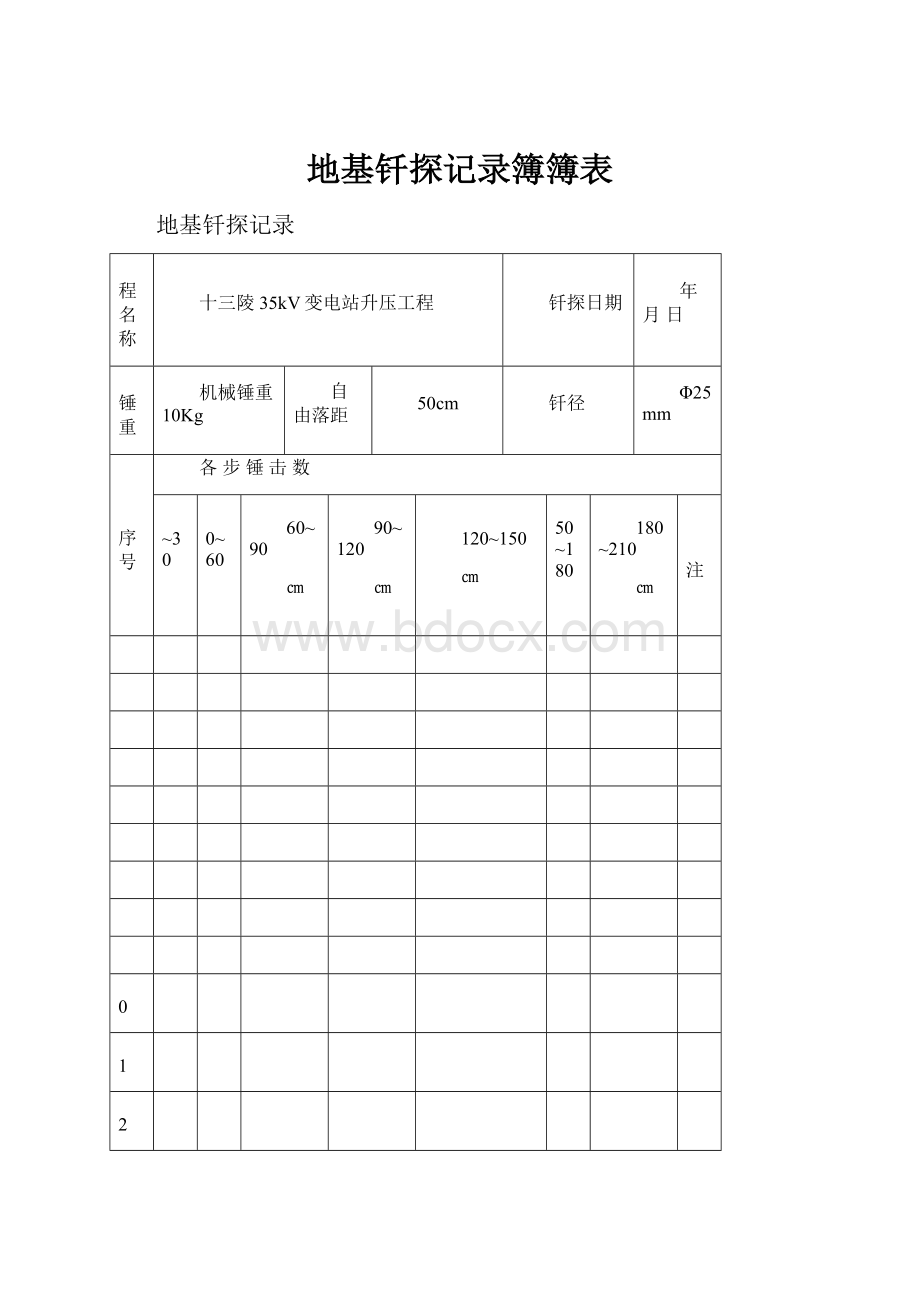 地基钎探记录簿簿表.docx_第1页