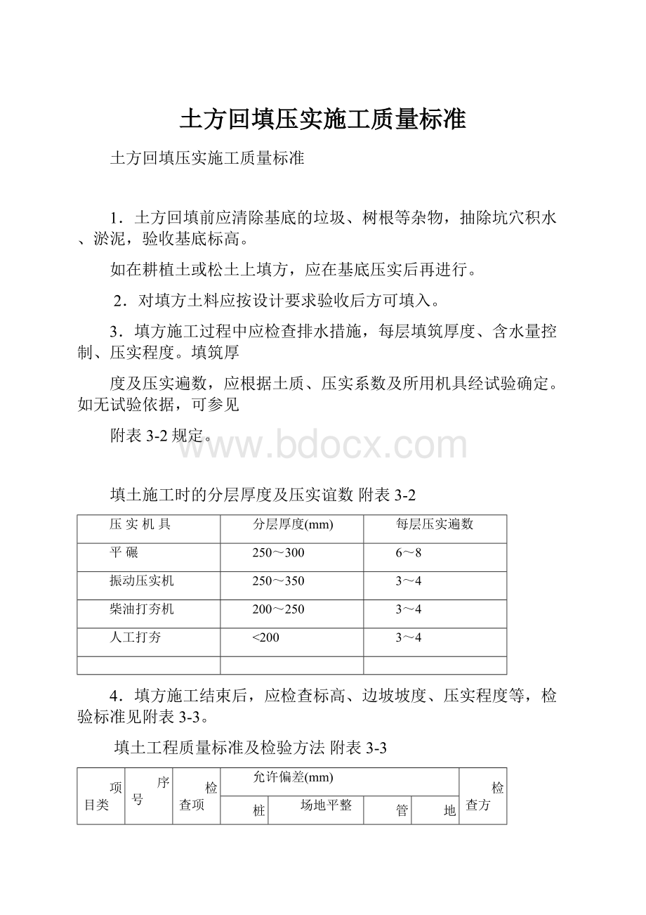 土方回填压实施工质量标准.docx