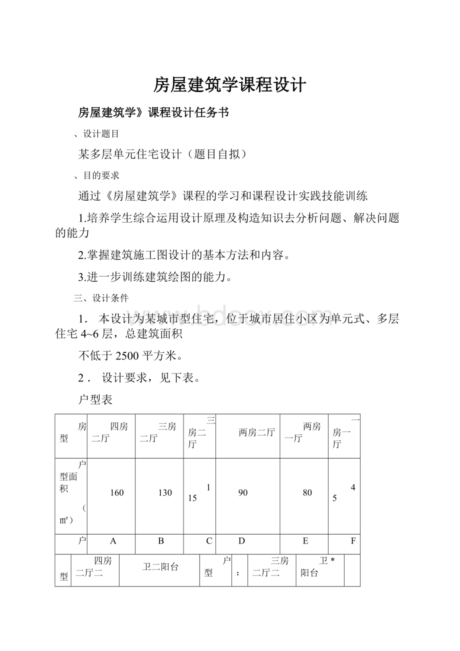 房屋建筑学课程设计.docx