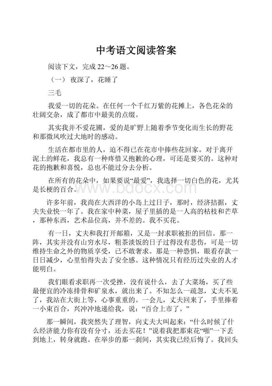 中考语文阅读答案.docx