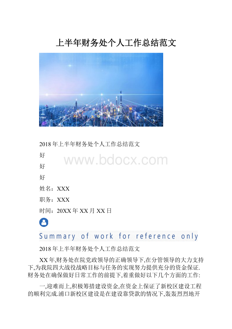 上半年财务处个人工作总结范文.docx