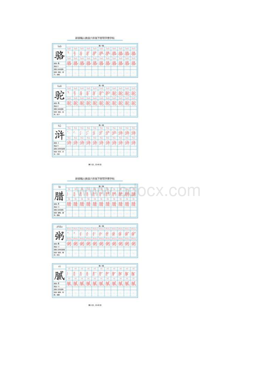 新部编人教版六年级语文下册写字表字帖.docx_第3页