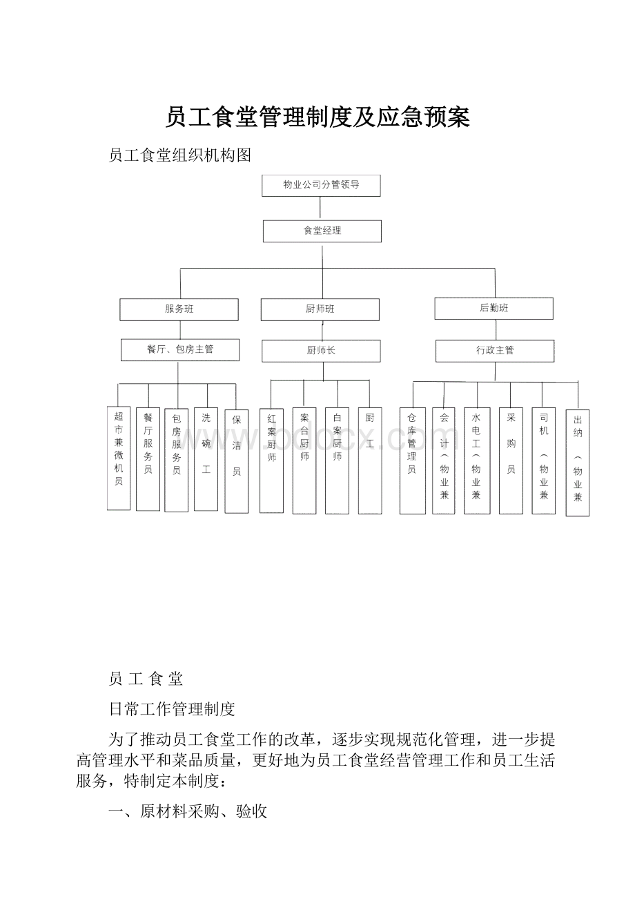 员工食堂管理制度及应急预案.docx_第1页