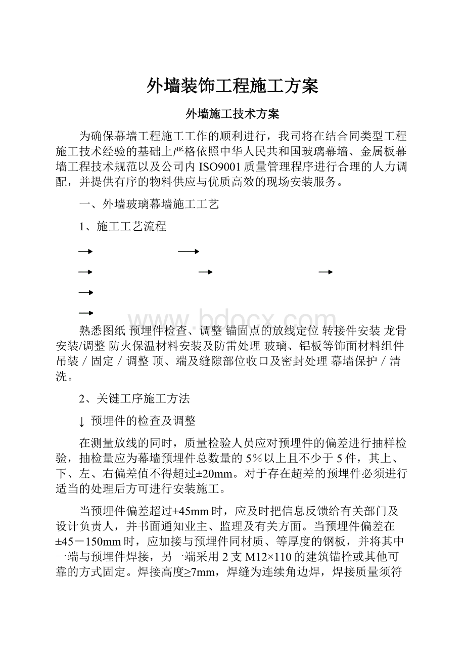 外墙装饰工程施工方案.docx_第1页