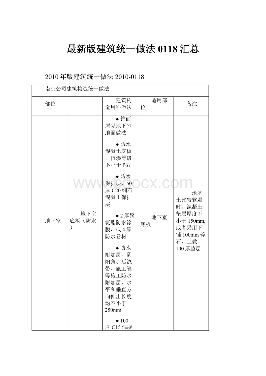 最新版建筑统一做法0118汇总.docx