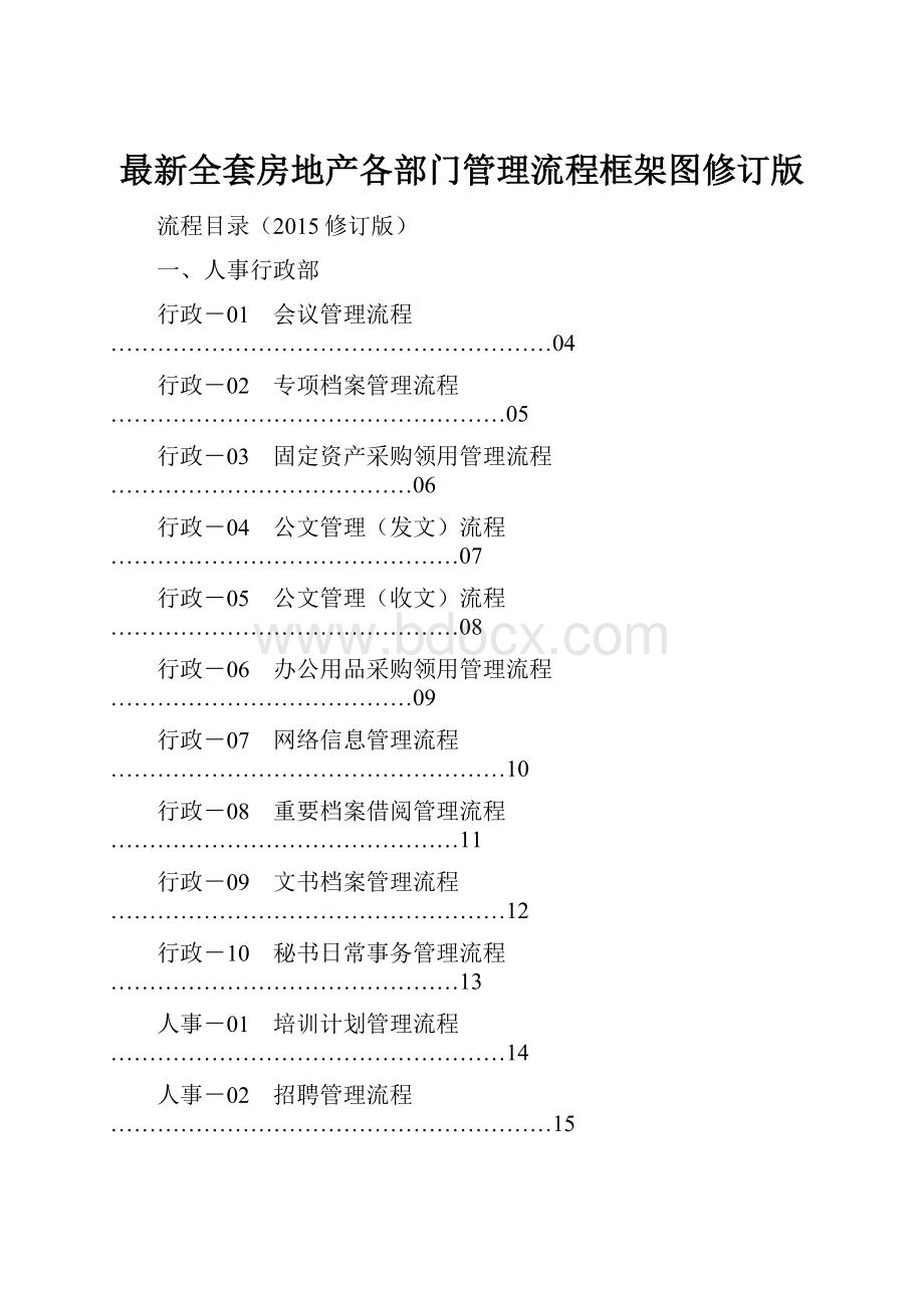 最新全套房地产各部门管理流程框架图修订版.docx_第1页