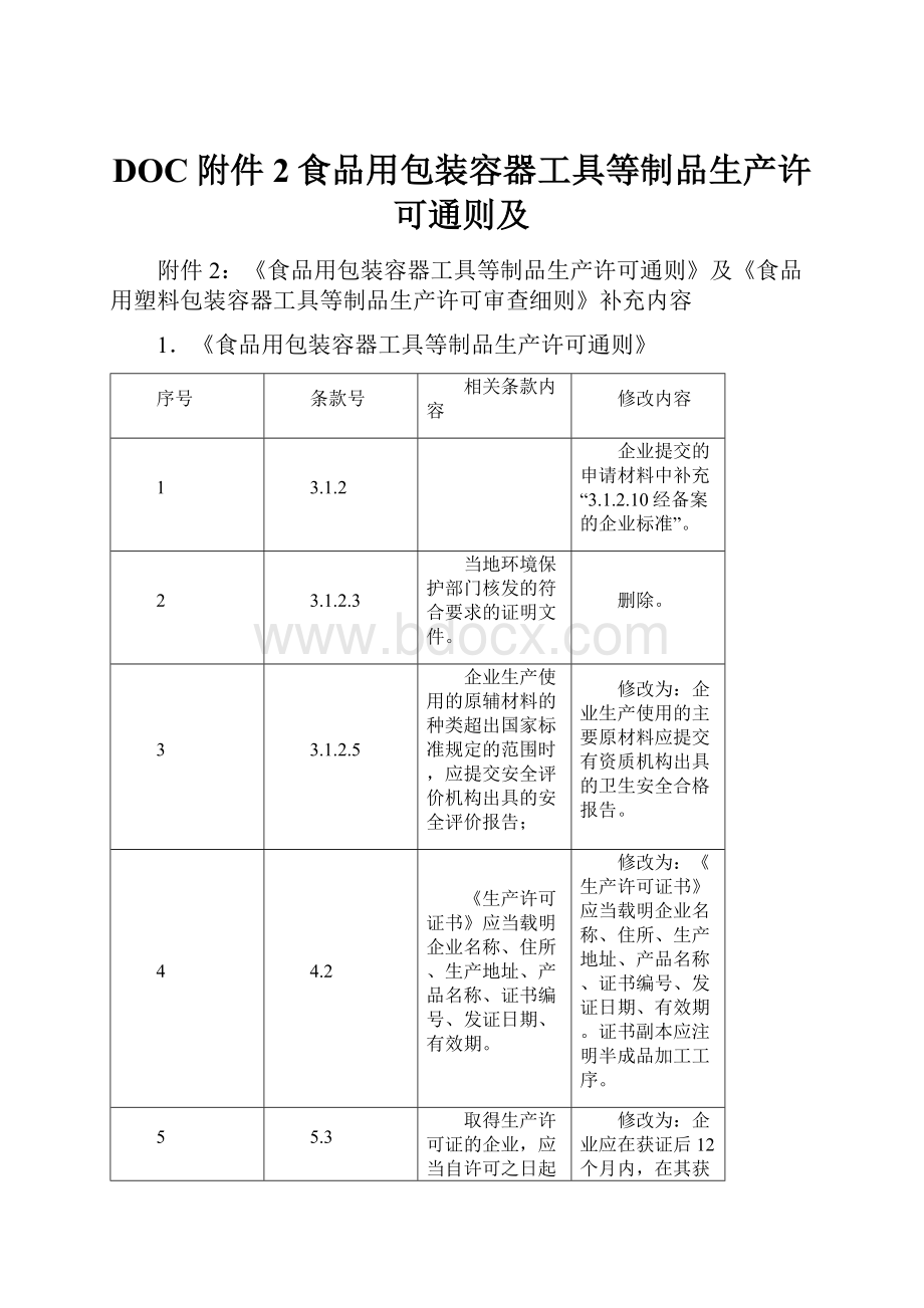 DOC附件2食品用包装容器工具等制品生产许可通则及.docx