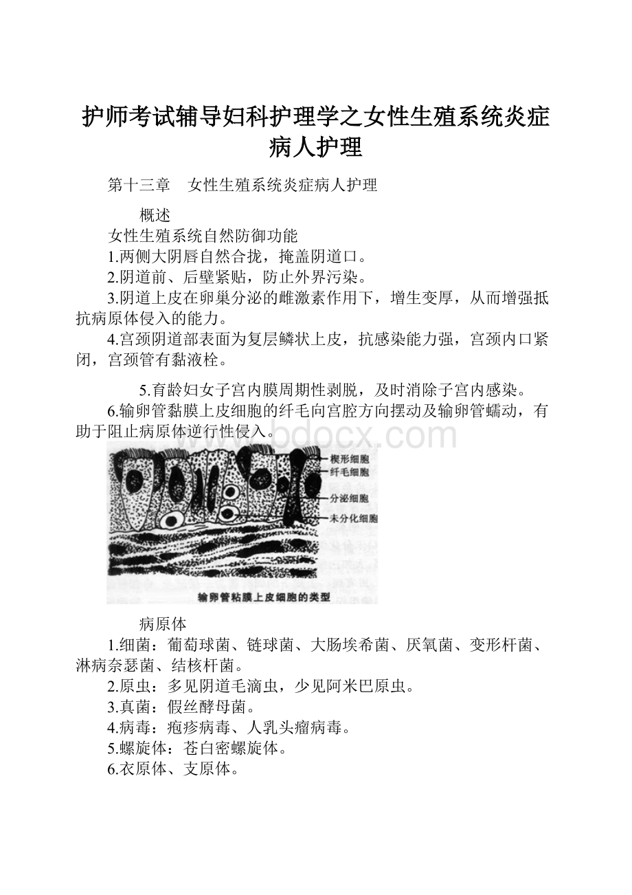 护师考试辅导妇科护理学之女性生殖系统炎症病人护理.docx_第1页