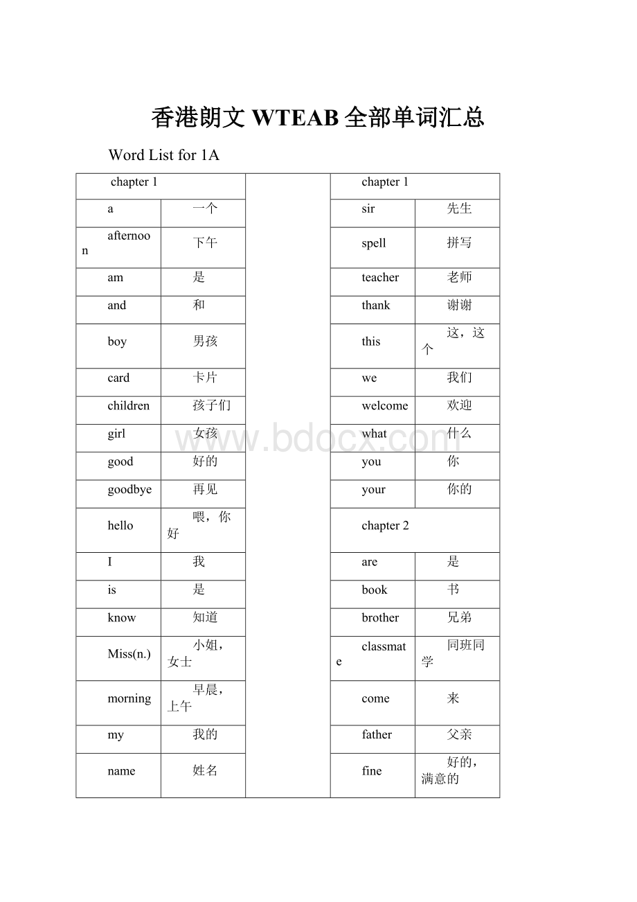 香港朗文WTEAB全部单词汇总.docx