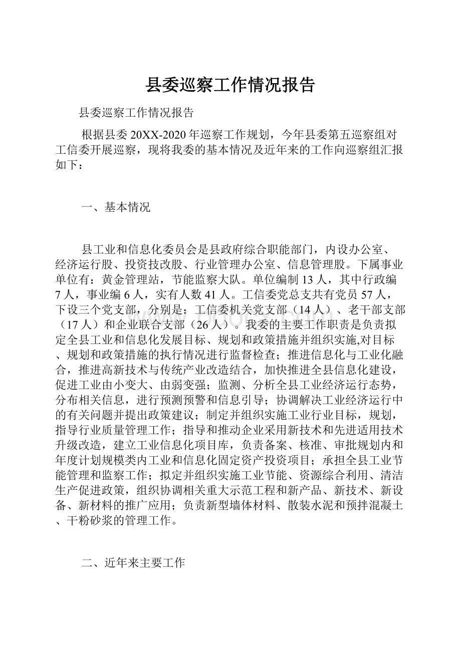 县委巡察工作情况报告.docx