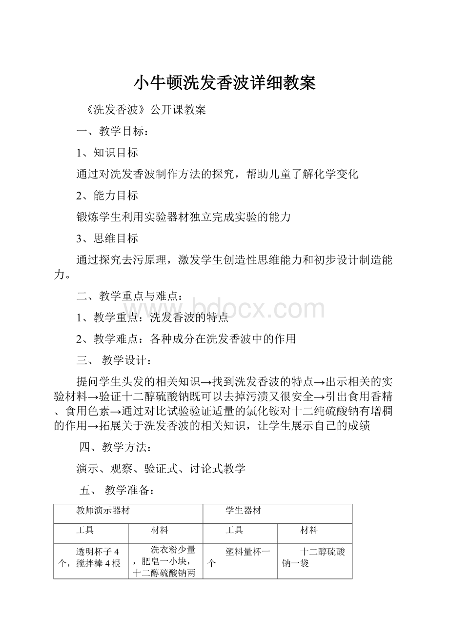 小牛顿洗发香波详细教案.docx