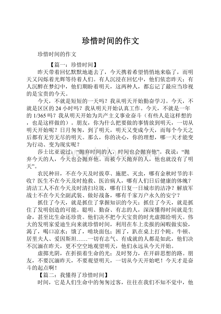 珍惜时间的作文.docx