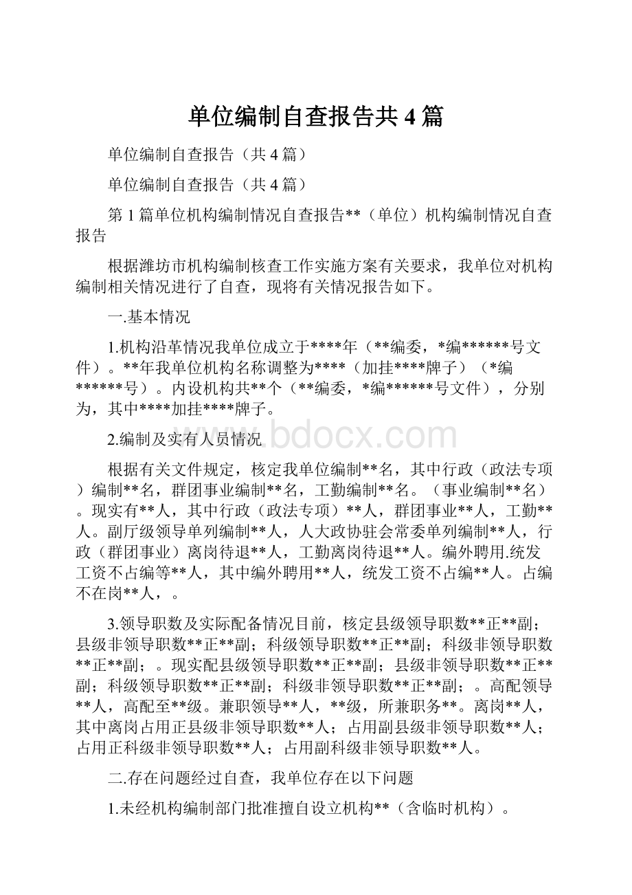 单位编制自查报告共4篇.docx