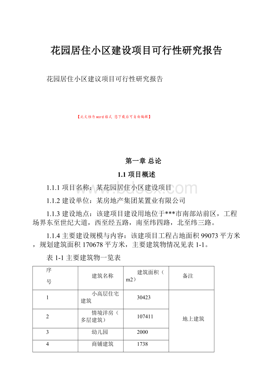 花园居住小区建设项目可行性研究报告.docx