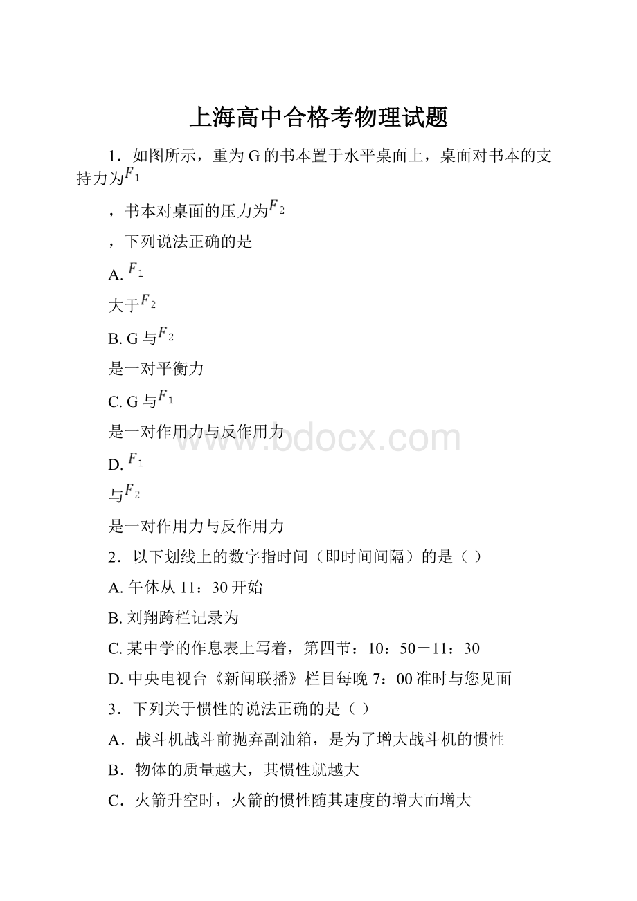 上海高中合格考物理试题.docx