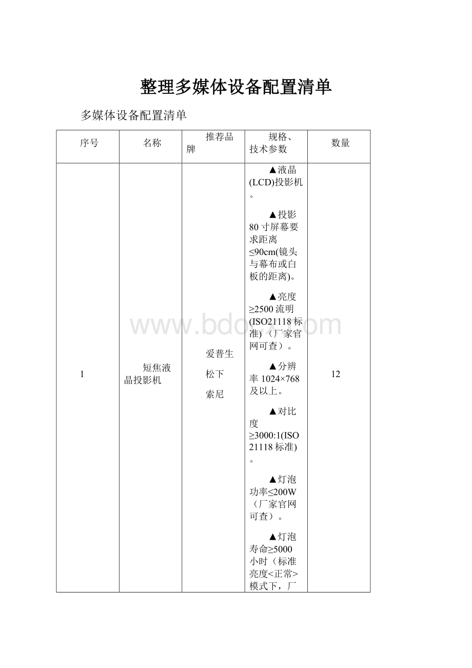 整理多媒体设备配置清单.docx