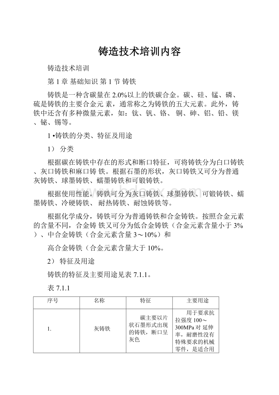 铸造技术培训内容.docx