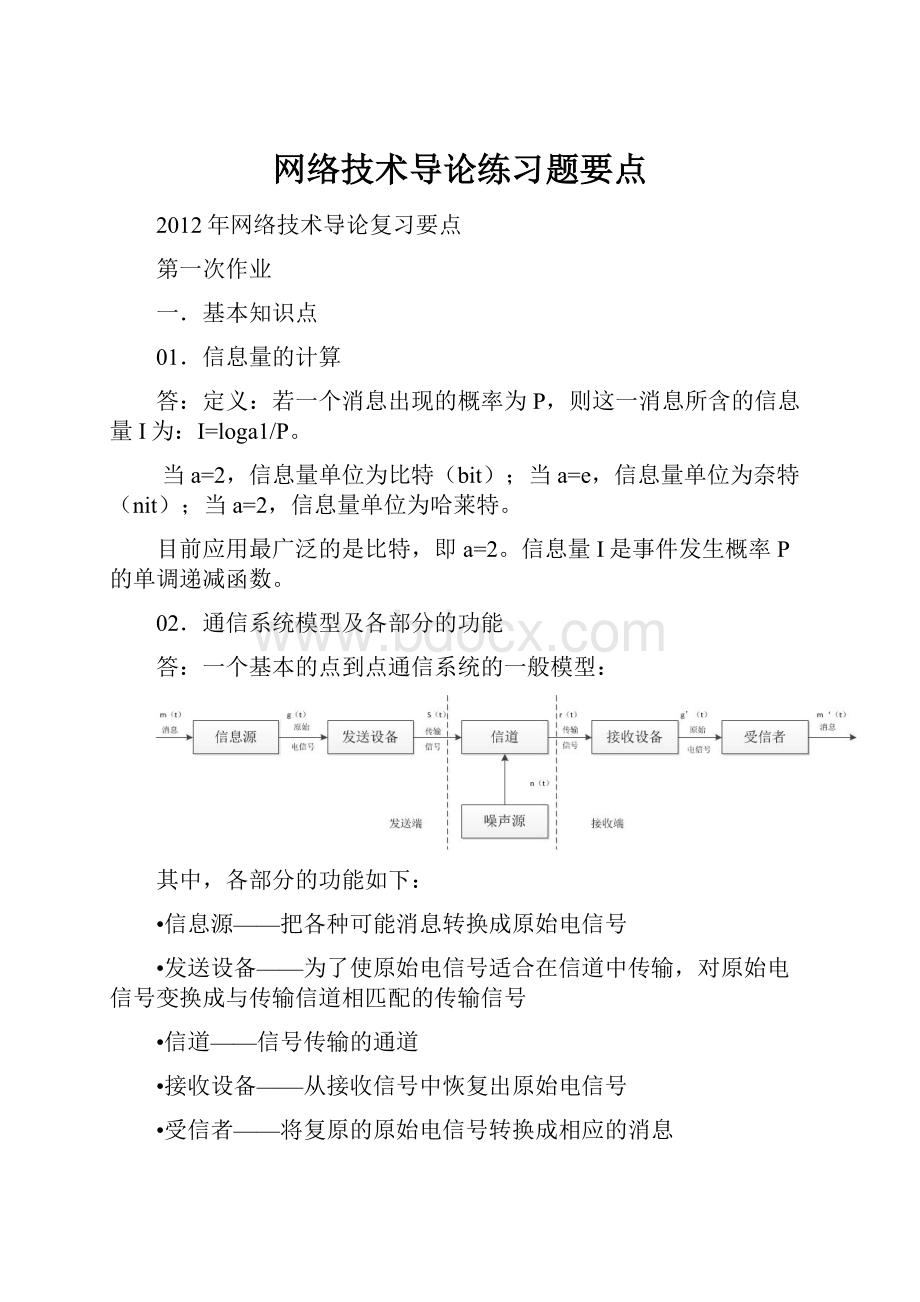 网络技术导论练习题要点.docx