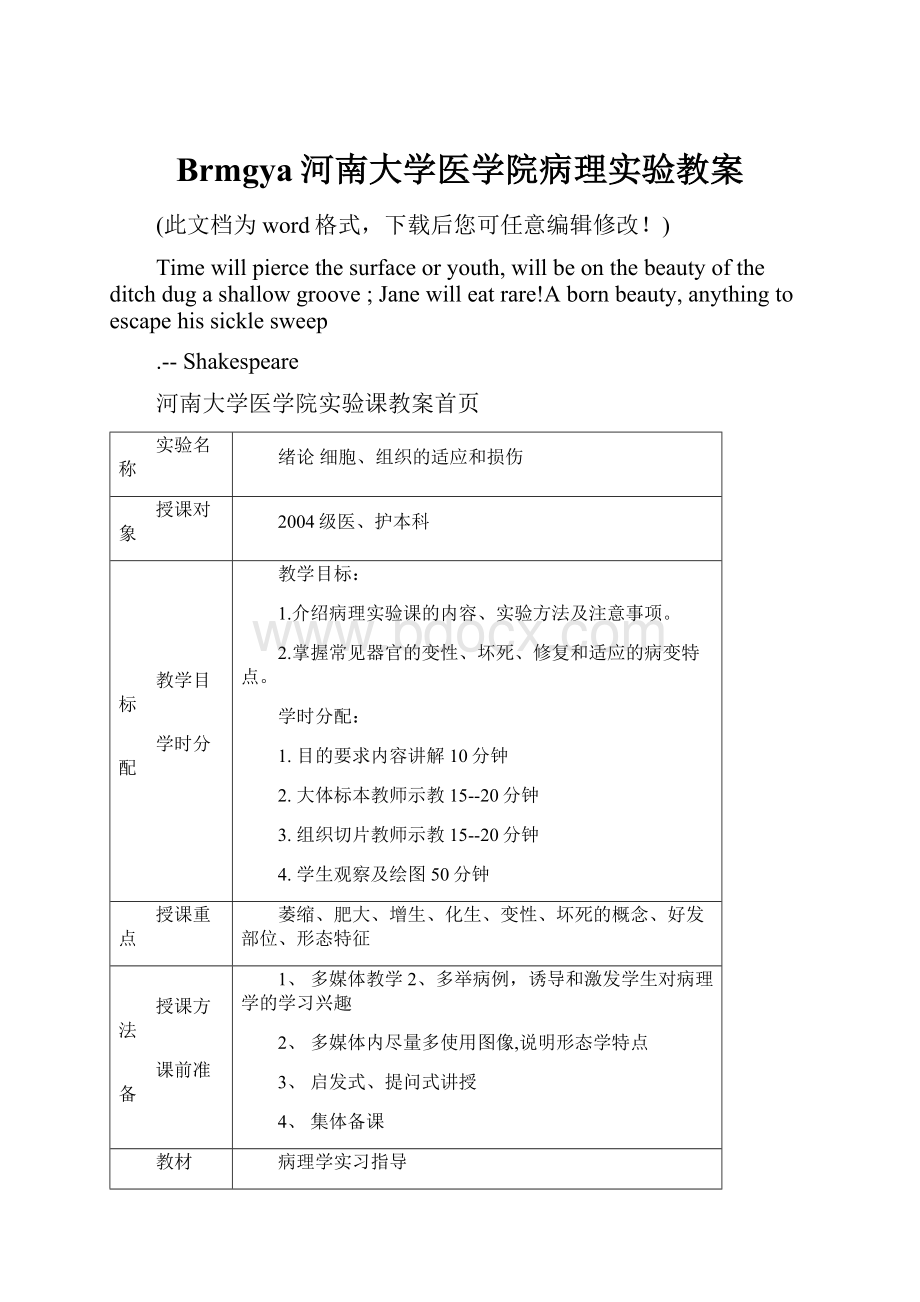 Brmgya河南大学医学院病理实验教案.docx