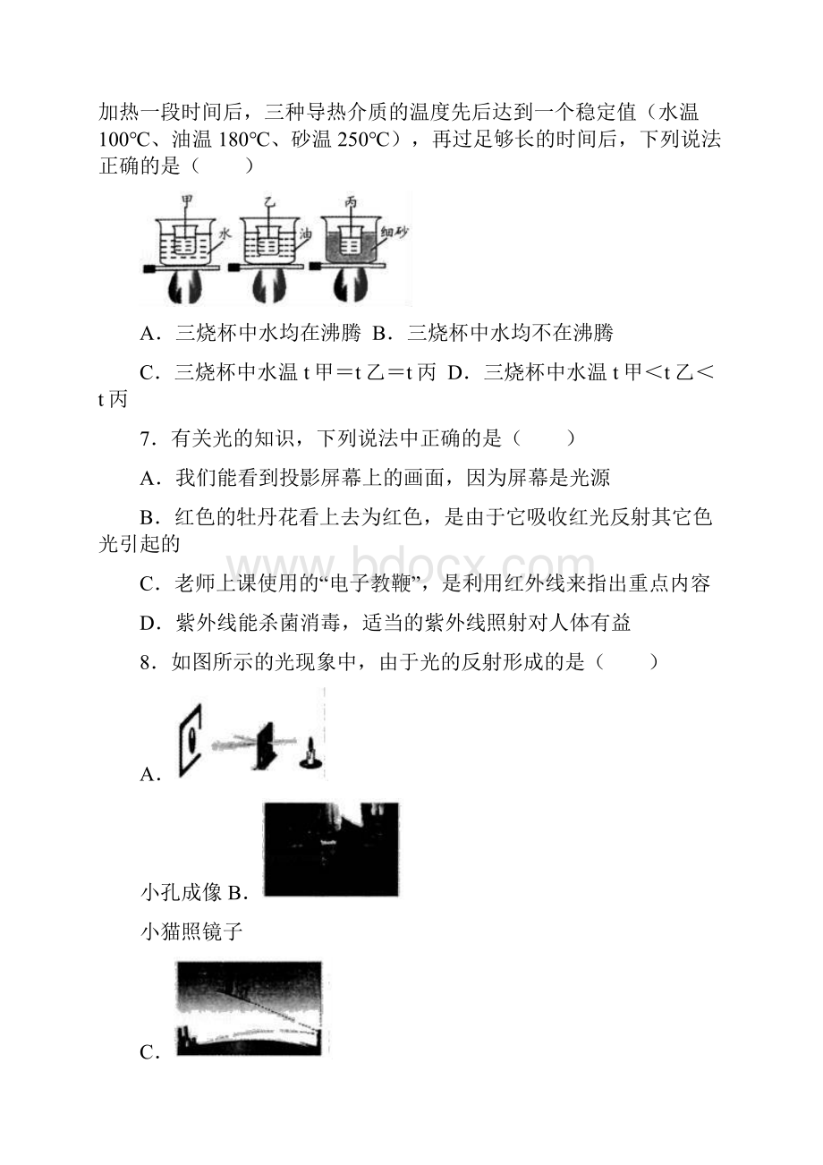 学年第一学期初二物理期末复习卷.docx_第3页