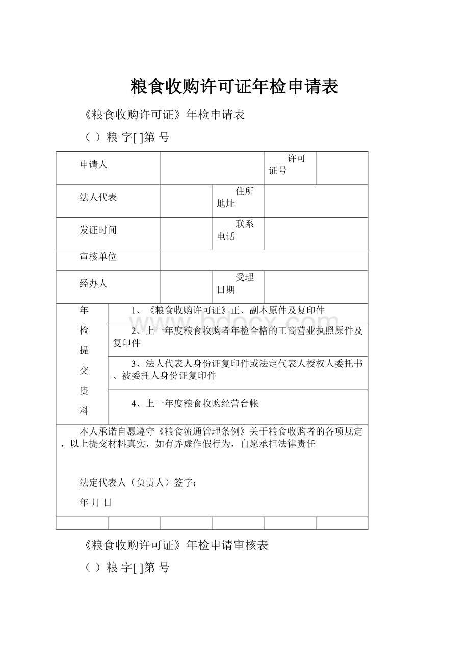 粮食收购许可证年检申请表.docx