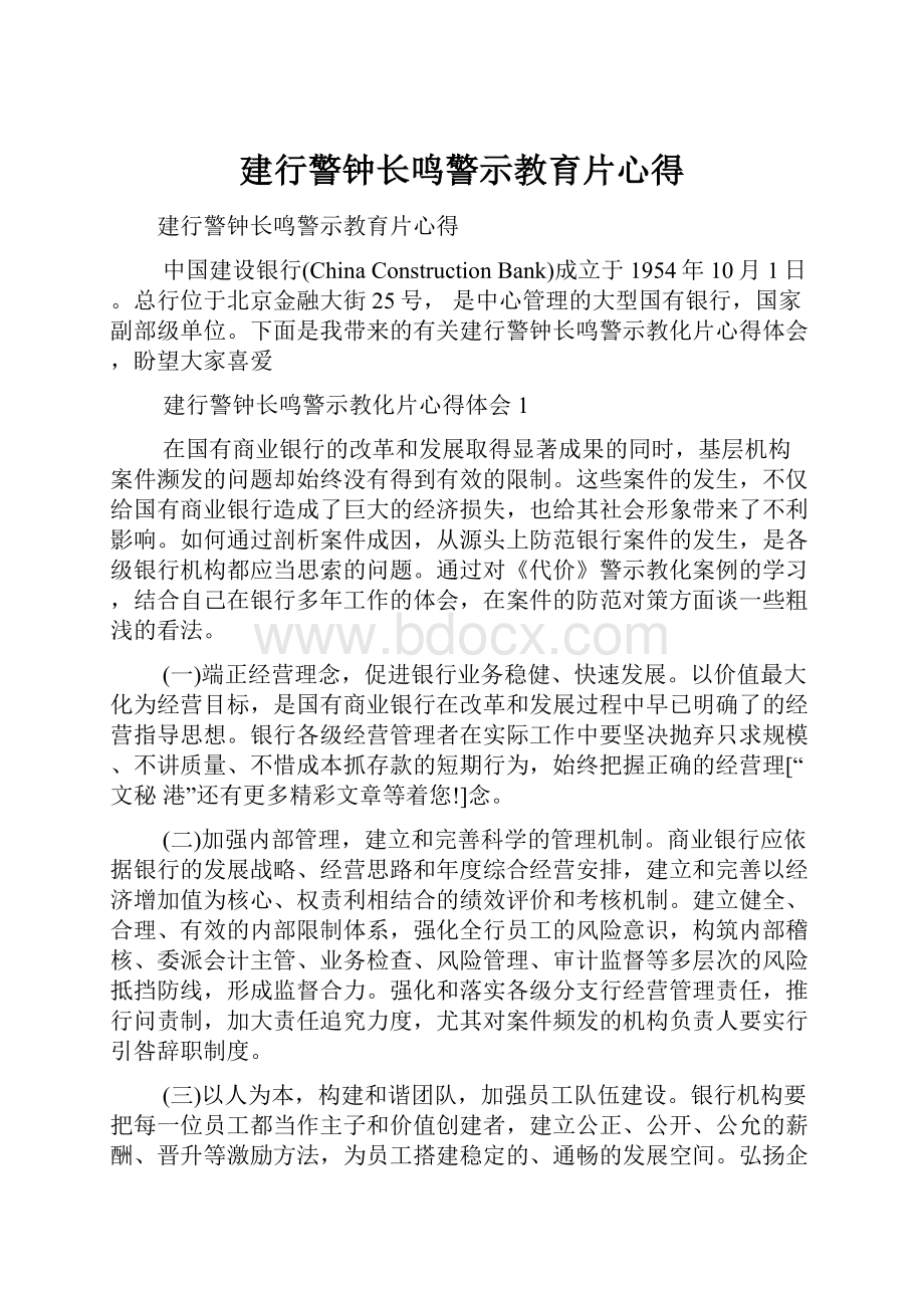 建行警钟长鸣警示教育片心得.docx