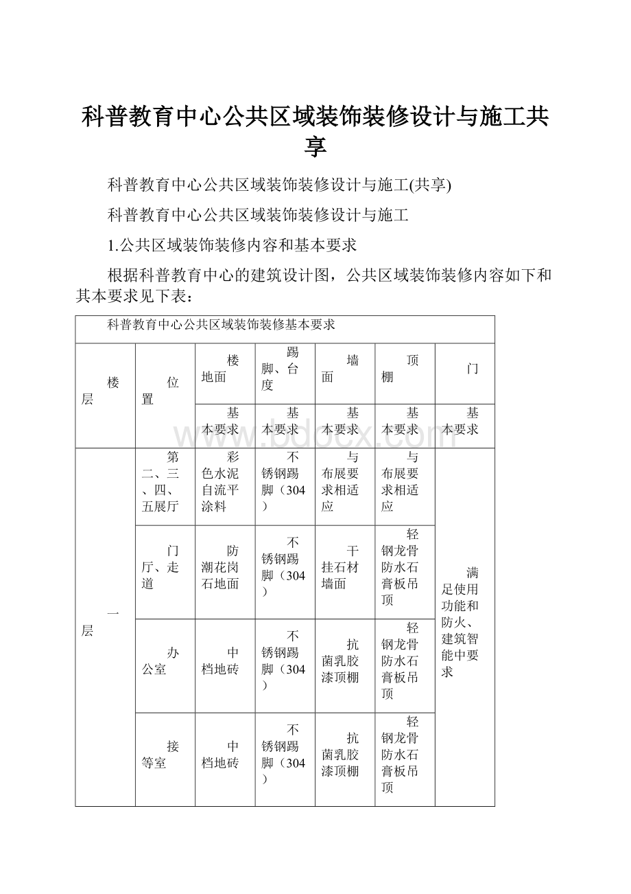 科普教育中心公共区域装饰装修设计与施工共享.docx_第1页