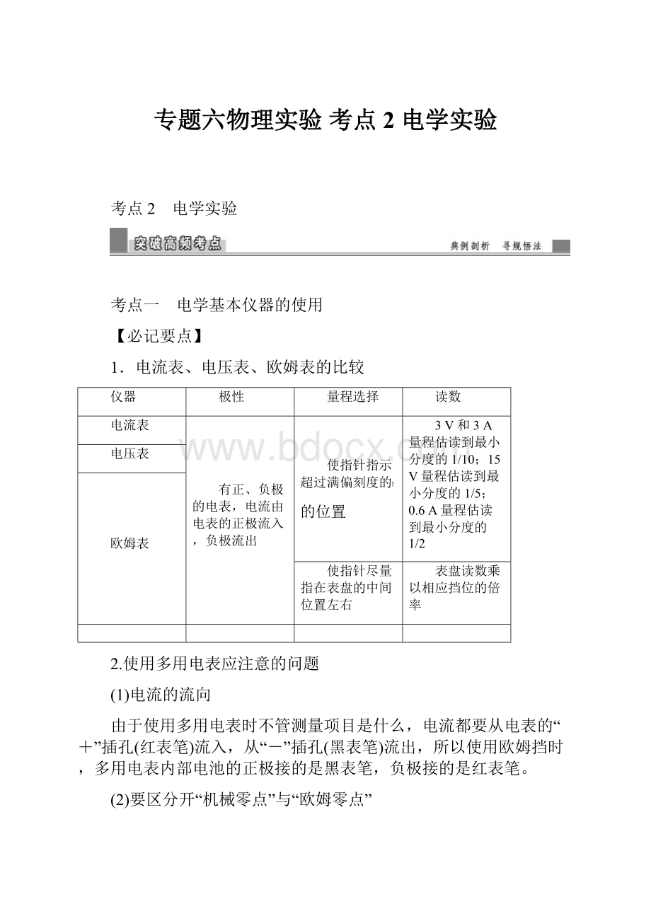 专题六物理实验 考点2 电学实验.docx