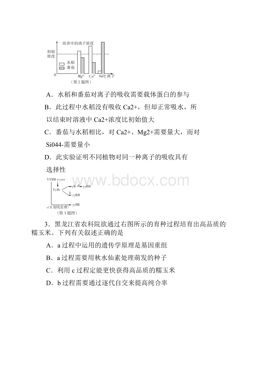 东北三省四市教研联合体届高三第一次模拟考试理综试题Word综述.docx_第2页