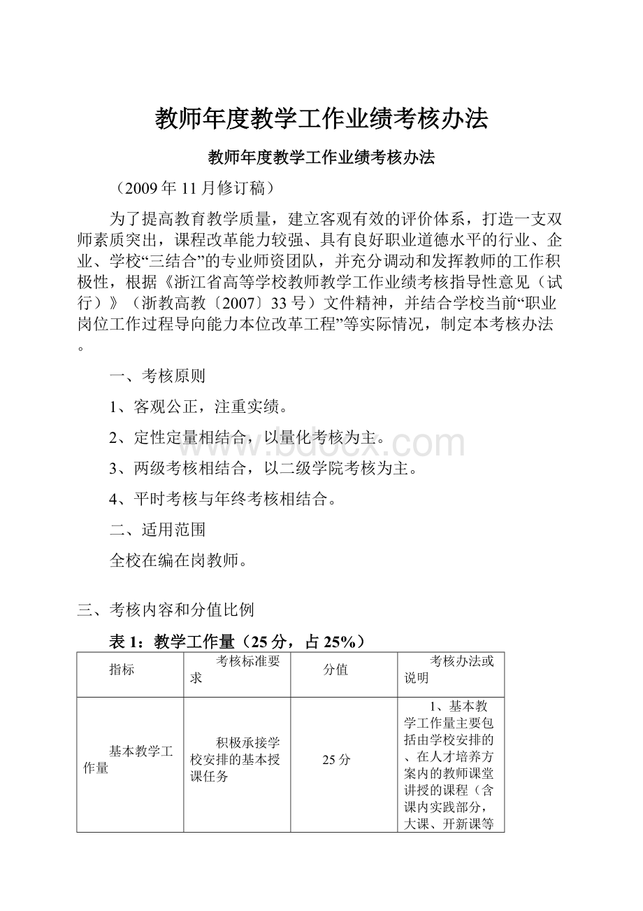 教师年度教学工作业绩考核办法.docx