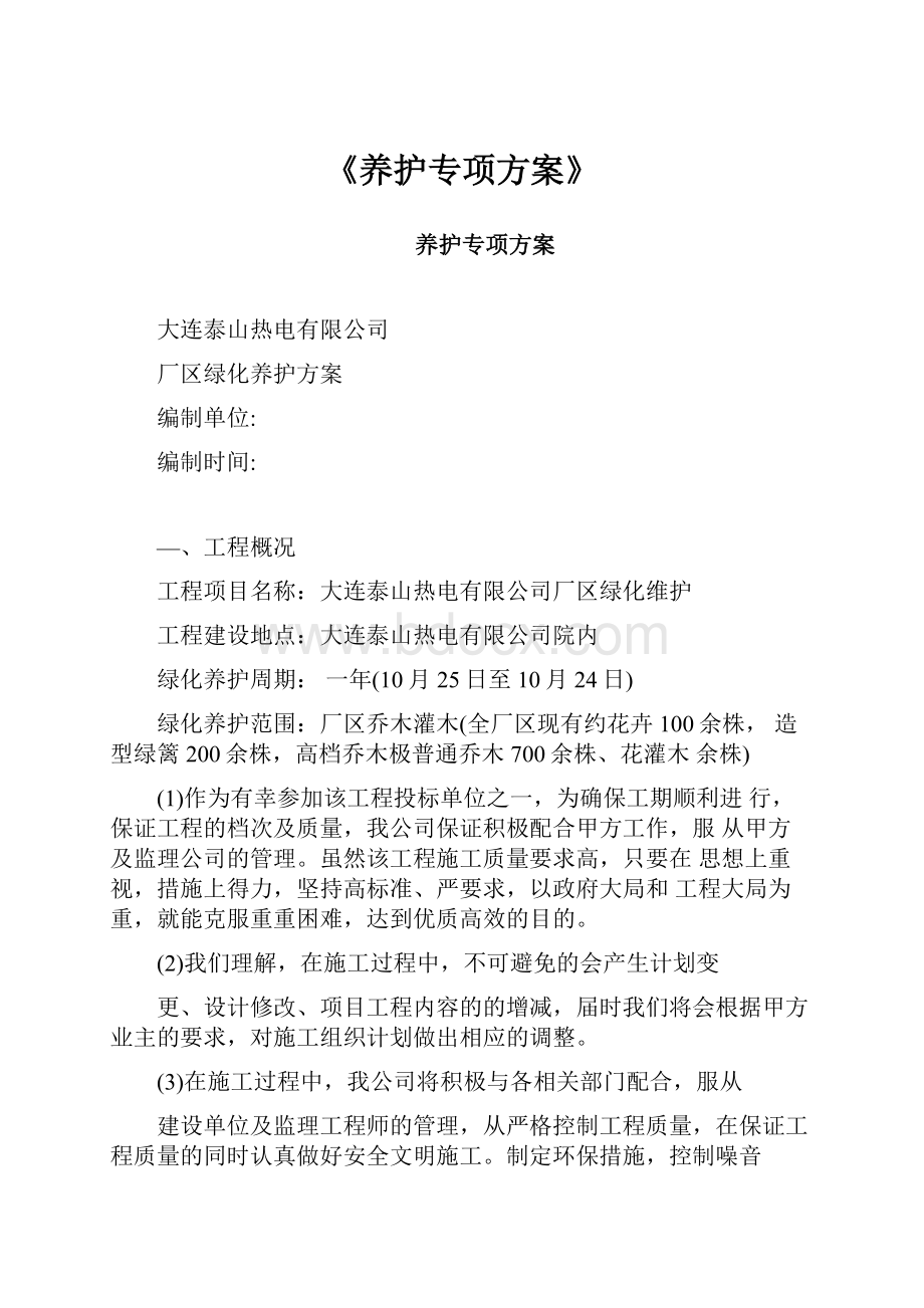 《养护专项方案》.docx_第1页