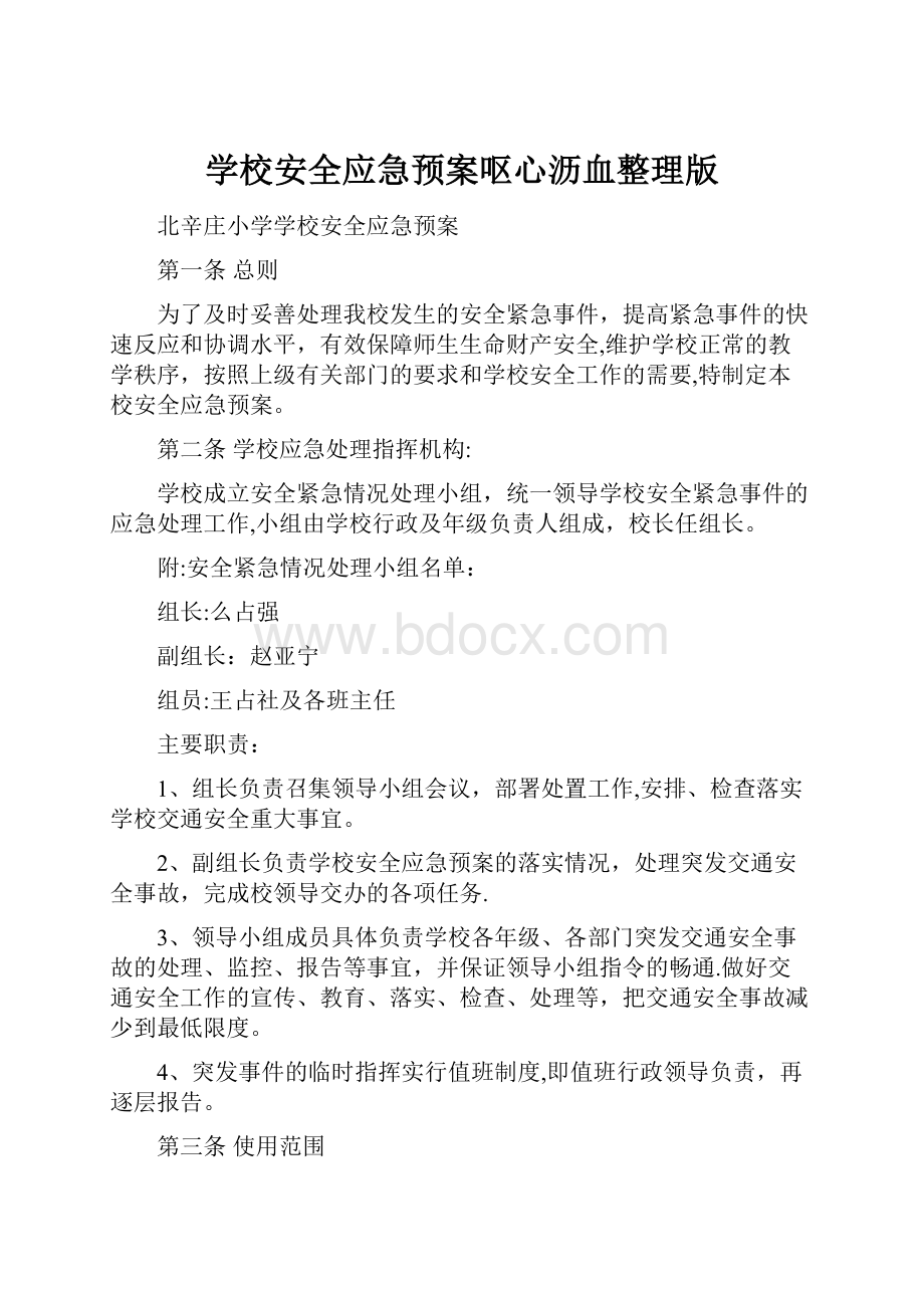 学校安全应急预案呕心沥血整理版.docx