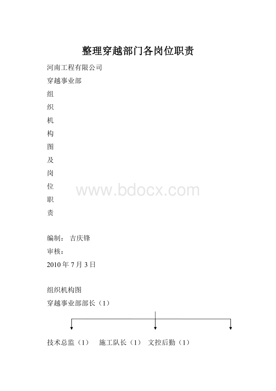 整理穿越部门各岗位职责.docx