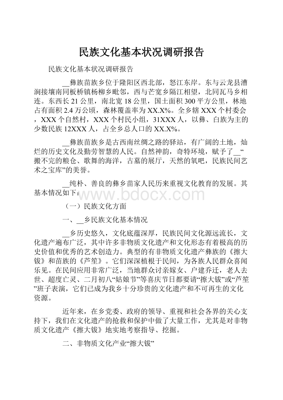 民族文化基本状况调研报告.docx_第1页