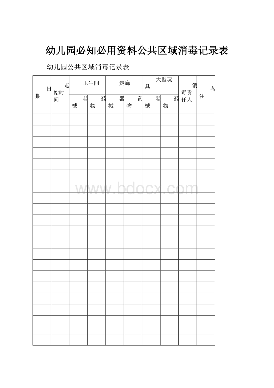 幼儿园必知必用资料公共区域消毒记录表.docx