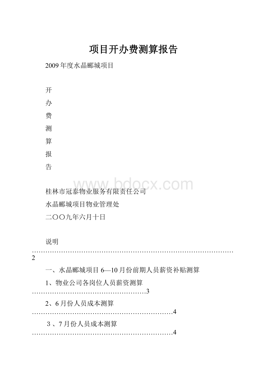 项目开办费测算报告.docx