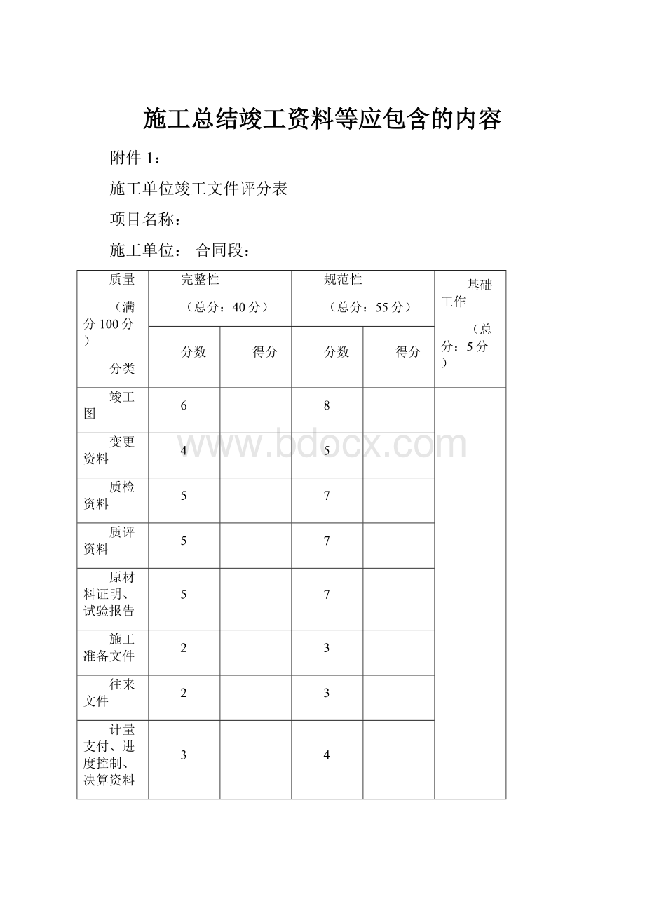 施工总结竣工资料等应包含的内容.docx