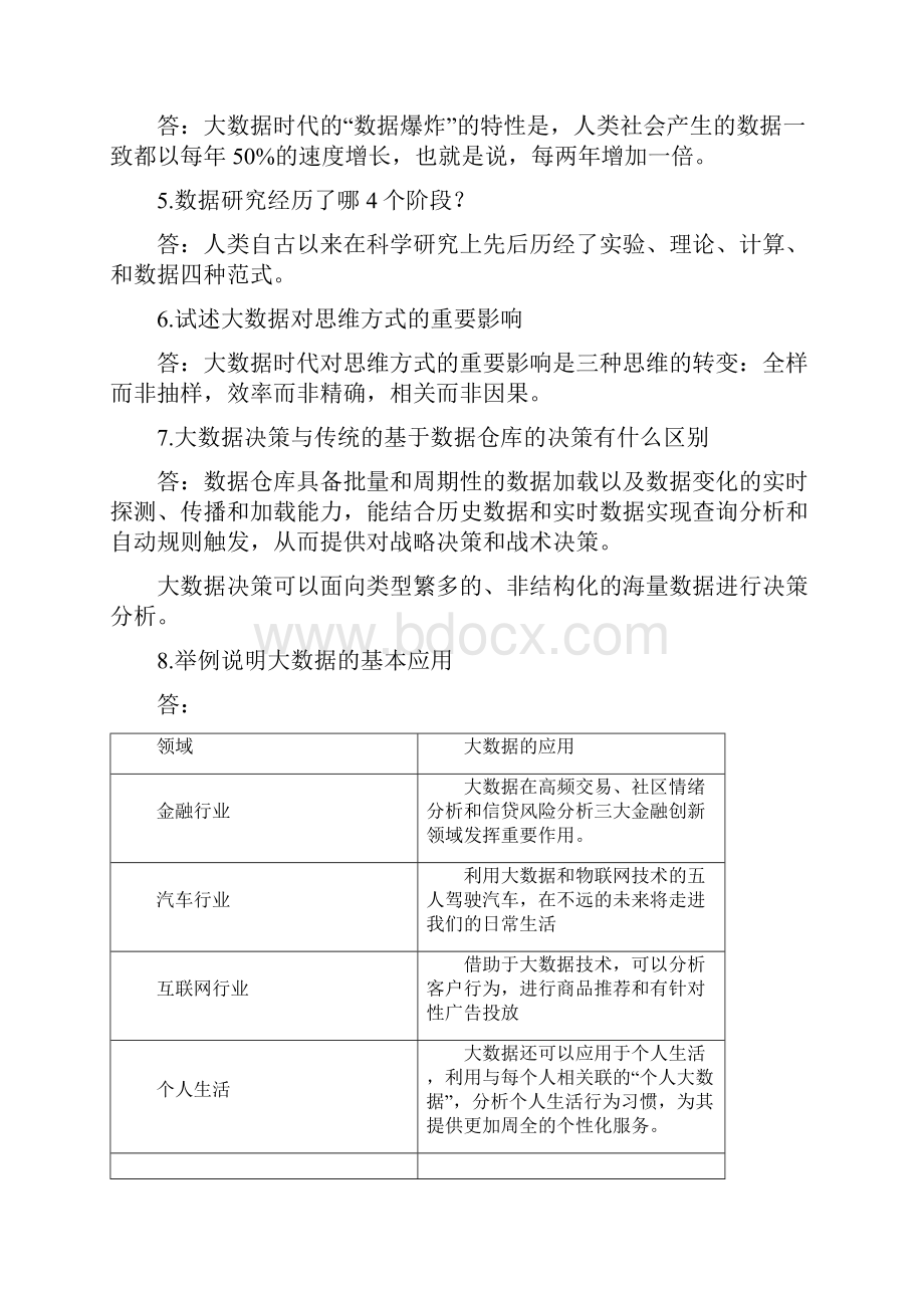 大数据技术原理与应用 林子雨版 课后习题答案精编文档doc.docx_第2页