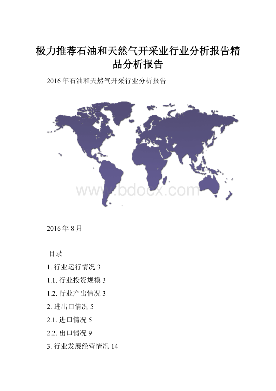 极力推荐石油和天然气开采业行业分析报告精品分析报告.docx_第1页