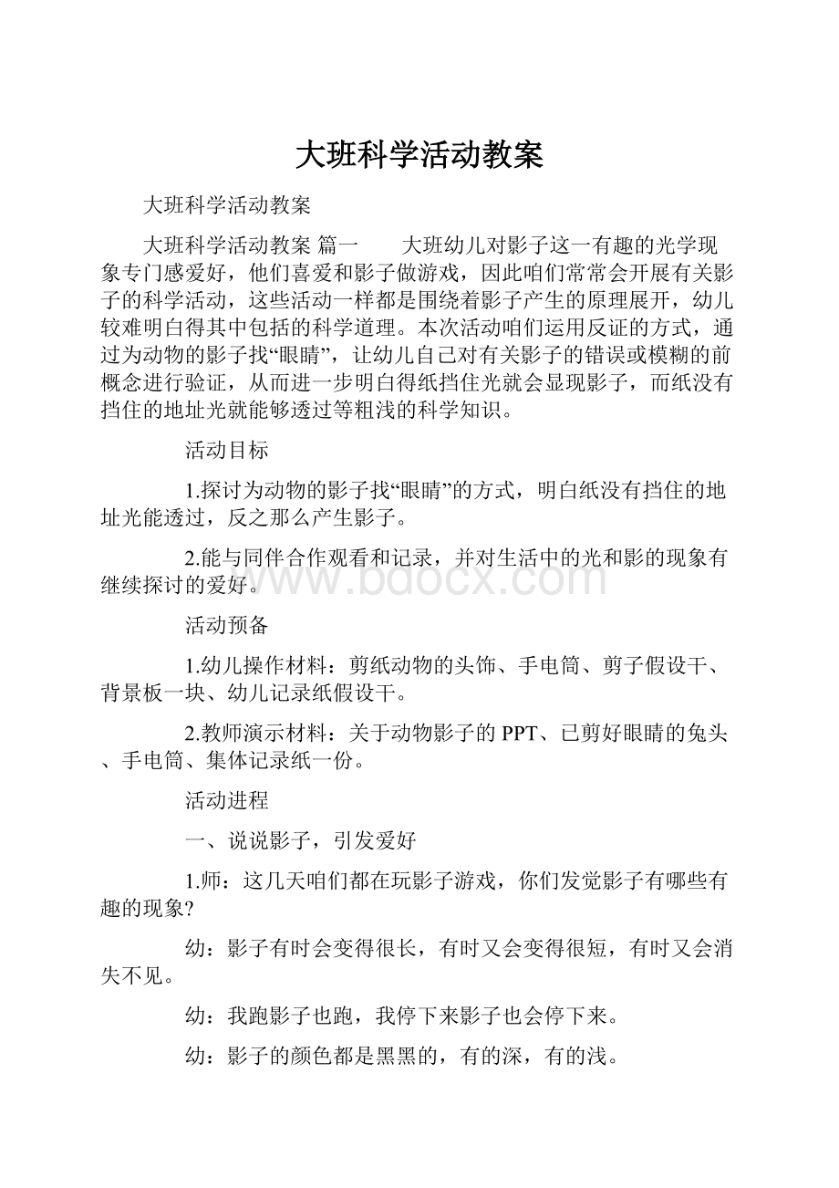 大班科学活动教案.docx