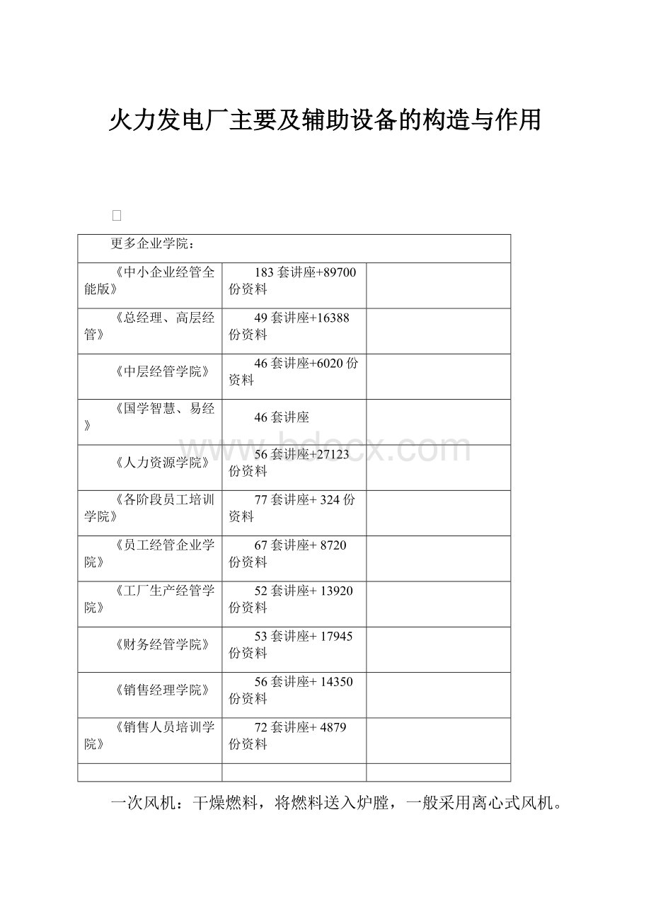 火力发电厂主要及辅助设备的构造与作用.docx